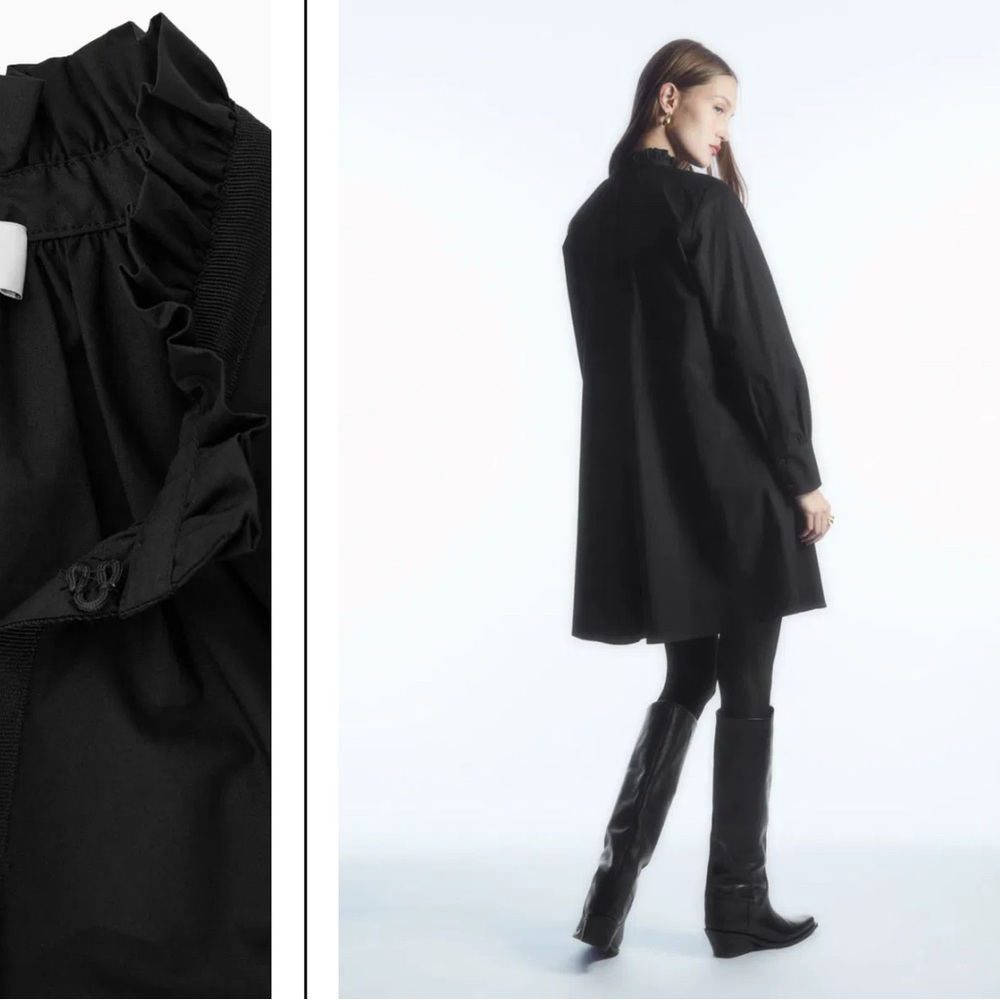 COS Ruffled-Collar Mini Shirt Dress - Tunic Style - Picture 2 of 11